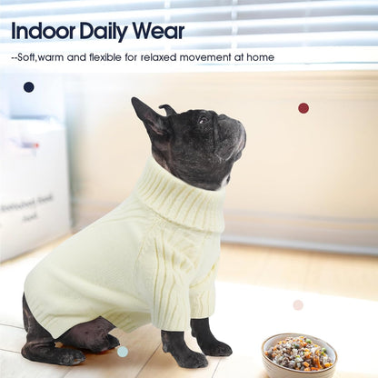 IECOii Extra Large Dog Sweater 4XL,Thermal Warm Dog Sweaters for Giant Breed Dogs,Turtleneck Knitted Knitwear for Pet Winter,Stretchy&Easy On Doggy Sweatshirt for Doberman,Great Dane(White,XXXXL)