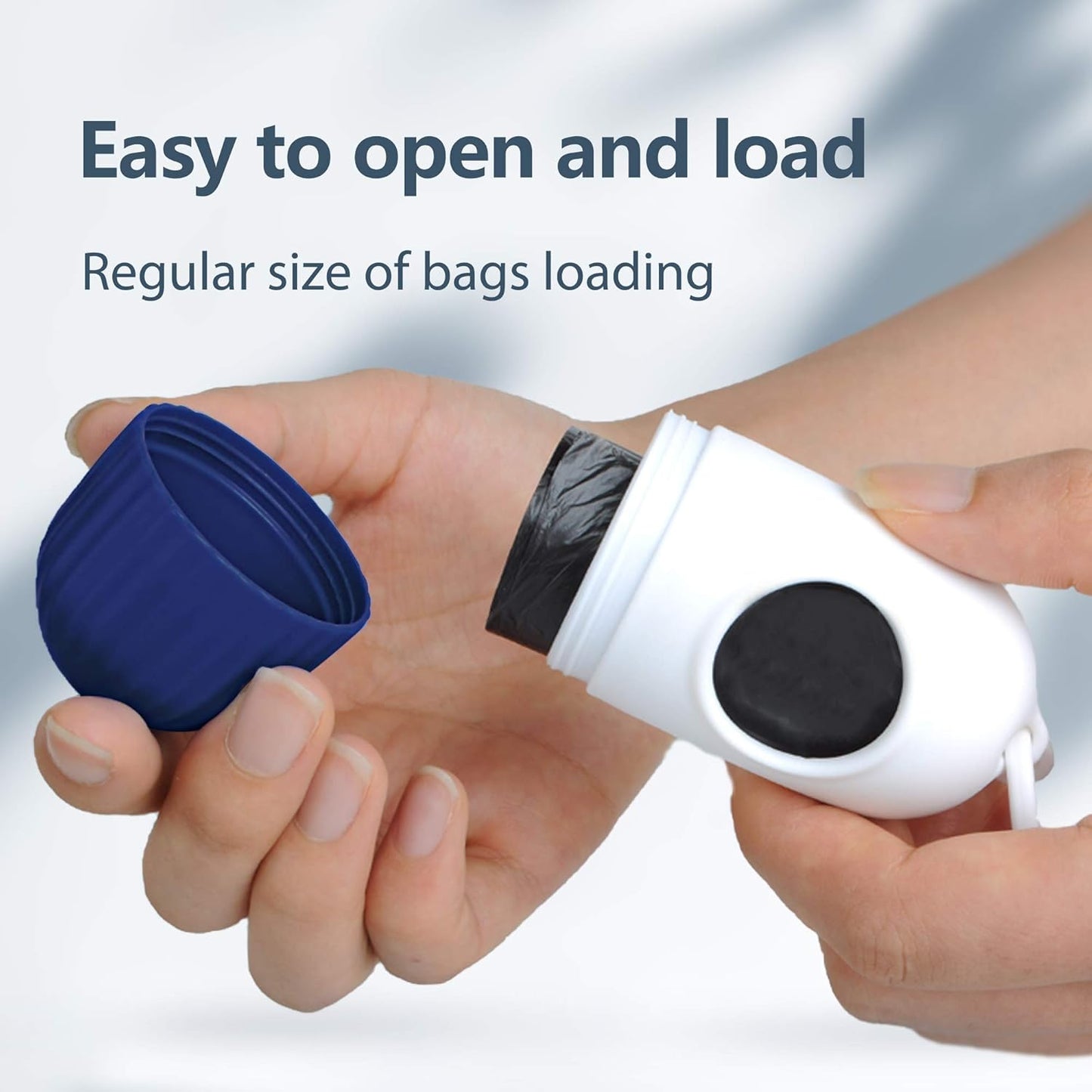 Fida Retractable Dog Leash with Dispenser and Poop Bags, 16 ft Pet Walking Leash for Medium Dog or Cat up to 44 lbs, Anti-Slip Handle, Tangle Free, Reflective Nylon Tape (M, Navy Blue)