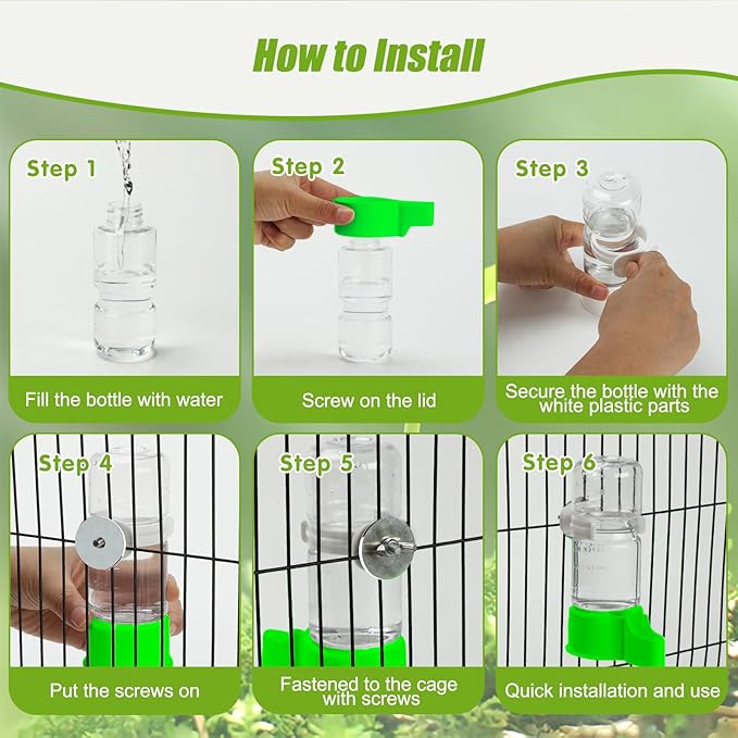 BWOGUE 2PCS Automatic Bird Water Dispenser, 4.73 Fl Oz Parakeet Water Dispenser for Cage No Mess Suspended Bird Water Feeder for Cockatiel Budgie Conure Lovebirds