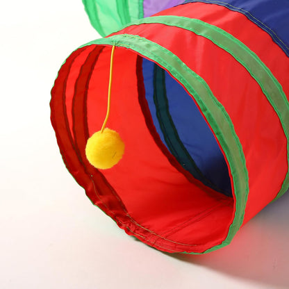 Pet Cat Tunnel, T-3 Way Tunnels for Indoor Cats, Collapsible Pet Tunnel for Kitten, Puppy, Rabbit, 25cm-Wide Tunnels, Durable & Breathable, with Peek Hole Toy Ball
