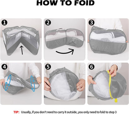 UWE Small Animal Playpen, Chicken Brooder Box with Cover Top, Portable Outdoor Exercise Pet Cage Tent, Waterproof Breathable Pet playpen Indoor for Chick Ktiien Bunny Hamster Guinea Pig, Grey