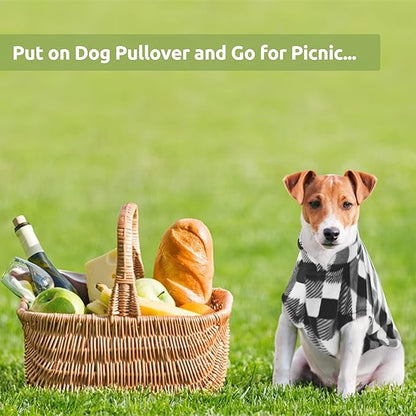 KAMA BRIDAL Spring Autumn Winter Coat Pullover Fleece Vest for Cats Small and Medium Dogs Thin Sweater Black & White Plaid (Black, XS)