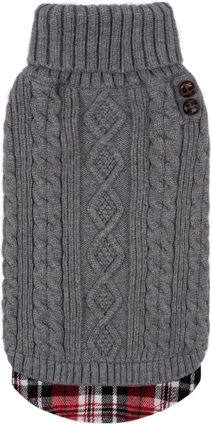 KYEESE Dog Sweater Soft Pullover Dog Sweaters for Large Dogs Warm Turtleneck Large Dogs Sweater with Gingham Patchwork Comfy Pet Coat for Fall Winter Cold Weather