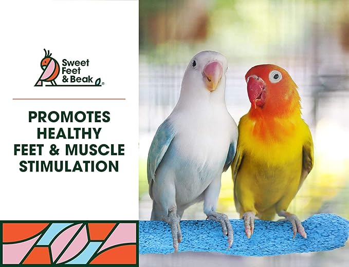 Sweet Feet and Beak Comfort Grip Safety Perch for Bird Cages - Pedicure Perch for Birds to Keep Nails and Beaks in Top Condition - Safe Easy to Install Bird Cage Accessories - XL 13.5"