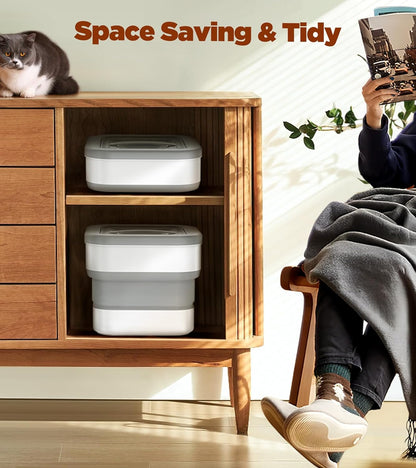 Collapsible Dog Food Storage Container, 10-14 Lbs Capacity Cat Pet Food Container with Magnetic Lid & Measuring Cup, Multi Purpose Storage Container For Dry Food, Cereal