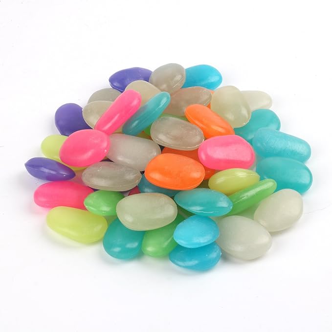 Shiny Stone Glow in The Dark Pebbles,Decorative Glow Stones,Fish Tank Aquarium Gravel,Glow Pebbles for DIY Garden Gifts Decoration(Big Size, 3-4cm, 400g/14.1oz) (Multicolor)