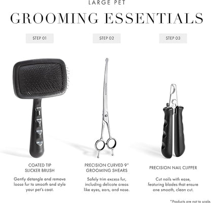 Tweezerman 9" Pet Grooming Scissors with Safety Round Tips, Professional Curved Grooming Shears for Medium to Large Dogs