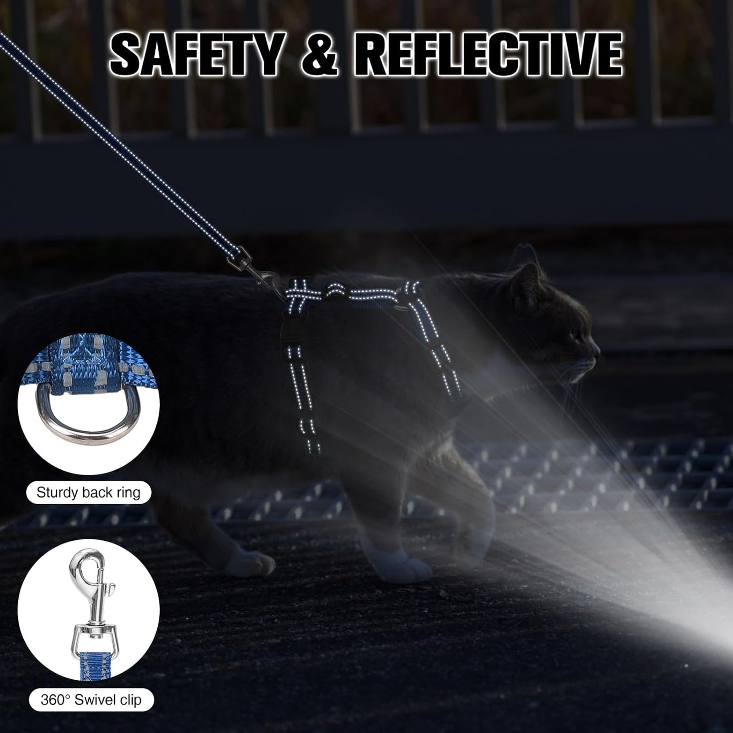 BEAUTYZOO Cat Harness and Leash Set for Walking Escape Proof, Neck Release Adjustable Harness for Kitten Puppy Small Medium Large Cats, Soft Cute Easy Control Small Cat Harness for Cats Boy and Girls