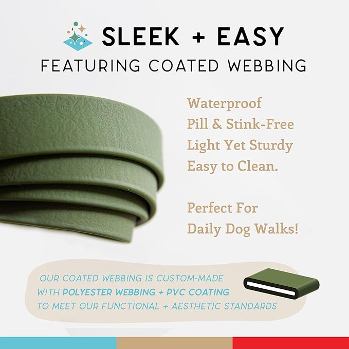 Wildebeest Funston Waterproof Dog Leash - Heavy Duty 6ft Long Leash for Small, Medium and Large Dogs - 1000D Nylon Scratch & Stink-Resistant & Pill-Free - Nylon Wrap Handle (3/4" Wide, 6 ft Length)