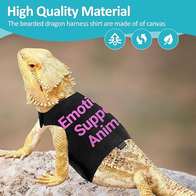 Bearded Dragon Lizards Clothes with Leash Set - Cute Lizard Reptile Small Animal Adjustable Harness Clothes for Walking Outdoor Security Costume Photo Prop(Pink