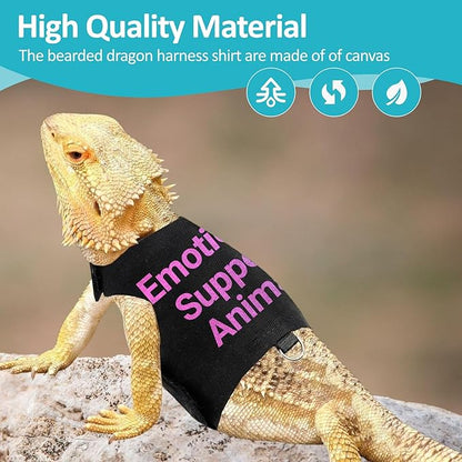 Bearded Dragon Lizards Clothes with Leash Set - Cute Lizard Reptile Small Animal Adjustable Harness Clothes for Walking Outdoor Security Costume Photo Prop(Pink