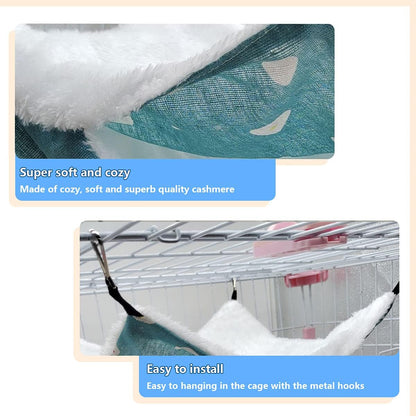 LEFTSTARER Pet Small Animal Hanging Hammock Ferret Bunkbed Hammock Cage Toy for Hamster Rat Sugar Glider Parrot Guinea Pig Hideout Play Sleep (Sweet Candy)