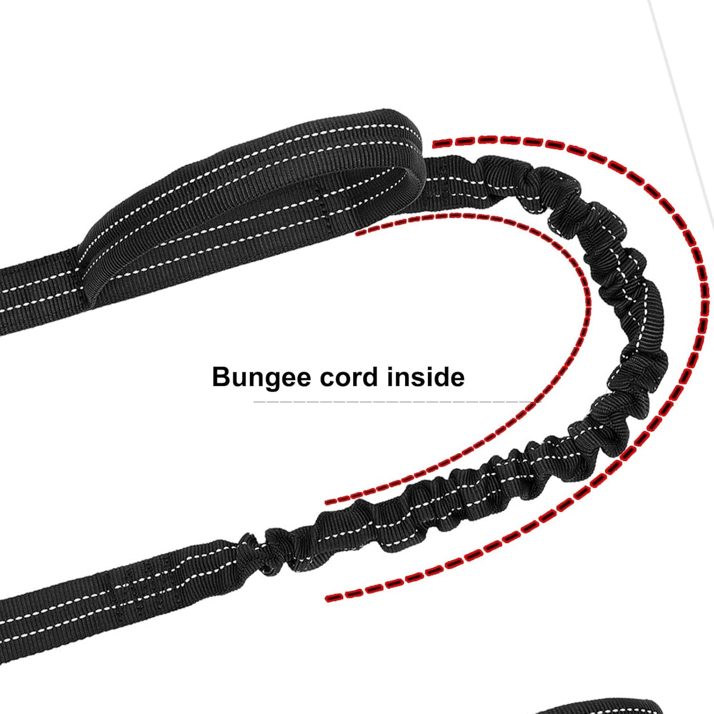 ICEFANG Tactical Dog Leash,K9 Training Walking Bungee Lead with 2 Control Handle,Heavy Duty Quick Release Metal Clasp,Hands Free D-Ring for Medium Large Dogs (6ft,Reflective Black)