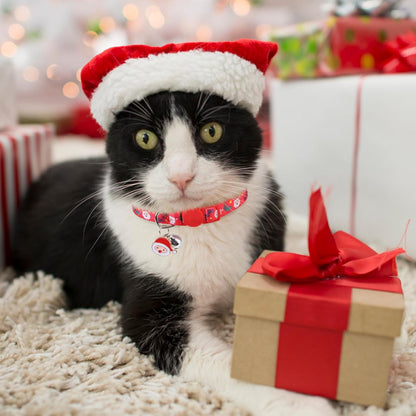 3 Pack Christmas Cat Collars Breakaway with Bell & Charm-Holiday Cat Collar for Girl Boy Cats with Safety Buckle- Cute Santa Snowman Kitten Collar Adjustable 8"-12" for Kitty Puppy Small Pets