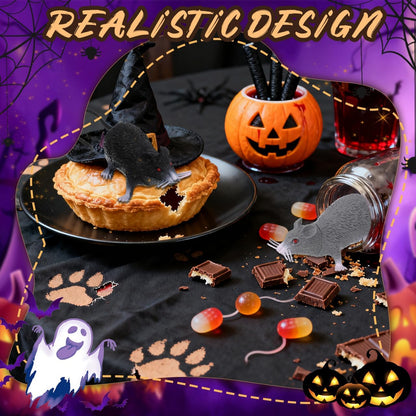 PRETYZOOM 2PCS Halloween Fake Rat Plastic Squeezable Fake Mouse Realistic Rats for Creepy Decorations Halloween Pranks Props (8.6-inch Included Tail)