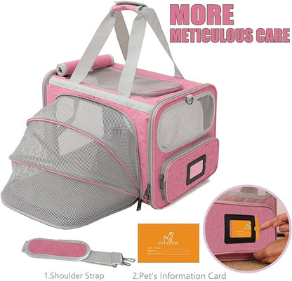 Soft Cat Carriers Pink Small Dog Carrier Airline Approved,Expandable Pet Carrier,Strudy,Ventilated,Soft Sided Pets Carriers Cage,Durable Small Animals Travel Bag Outdoor Carry Kennel