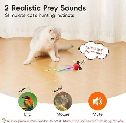 Potaroma Interactive Moving Ball Cat Toys with Fluffy Tail, Chargeable Kitten Toy for Indoor Kitten Exercise, Smart Interactive Cat Rolling Ball, 2 Inches