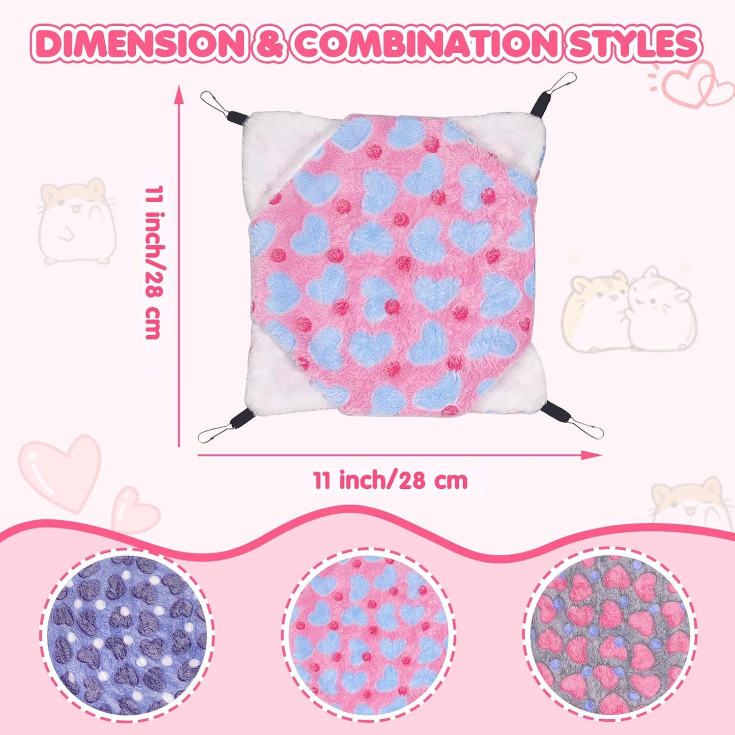 3 Pcs Guinea Pig Hammock, Rat Ferret Hamster Hanging Hammock Guinea Pig Accessories for Small Animals Chinchilla Parrot Sugar Glider Ferret Squirrel (11"×11")