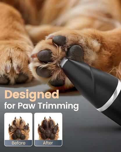 4 in 1 Dog Grooming Kit for Thick Hair, 2000mAh Heavy Duty Dog Clippers for Grooming, 2-Speed Low Noise Dog Paw Trimmer with Nail Grinder for Body, Paws, Nail, Face, Ears, Legs