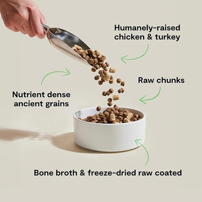 Open Farm, RawMix Dry Dog Food with Ancient Grains, Protein-Packed Kibble Coated in Bone Broth with Freeze Dried Raw Chunks, Chicken & Turkey, Open Prairie Recipe, 3.5lb Bag