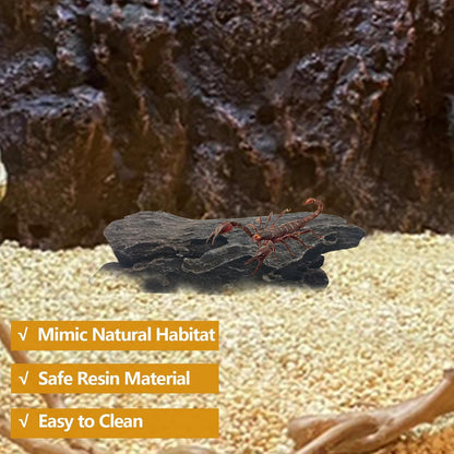 Tfwadmx Leopard Gecko Hide, 10" Reptile Hideout, Resin Simulated Hollow Log for Aquarium, Betta Fish Hideout, Reptile Tank Accessories for Corn Snakes, Lizards, Axolotls