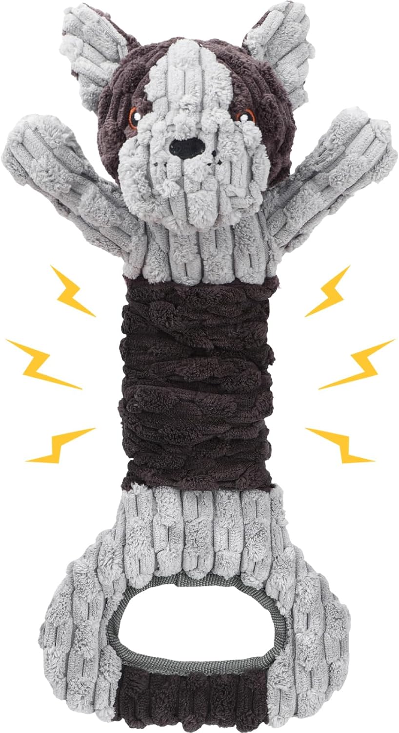 Plush Dog Squeak Toys with Crinkle Paper - Pull Interactive Tug of War Dog Toy, Great for Dental Health, Strengthening Bonds and Anxiety Relief for Puppies, Small, Medium, Large Dogs