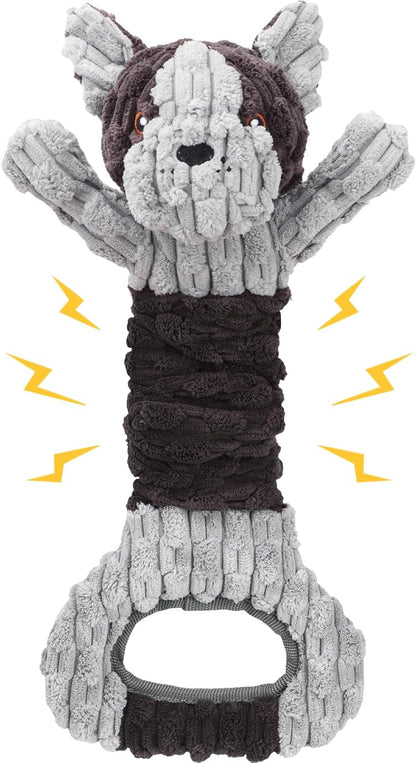 Plush Dog Squeak Toys with Crinkle Paper - Pull Interactive Tug of War Dog Toy, Great for Dental Health, Strengthening Bonds and Anxiety Relief for Puppies, Small, Medium, Large Dogs