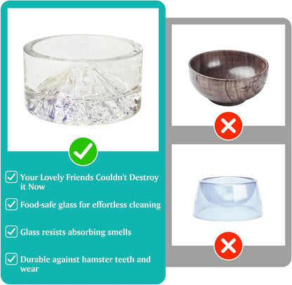 BNOSDM 2Pcs Hamster Food and Water Bowl Mountain Fuji Style Glass Drinking Dwarf Hamster Feeder Anti-Turning Dish for Syrian Hamsters Gerbils Mice Rats or Other Similar-Sized Pets (Colorful)