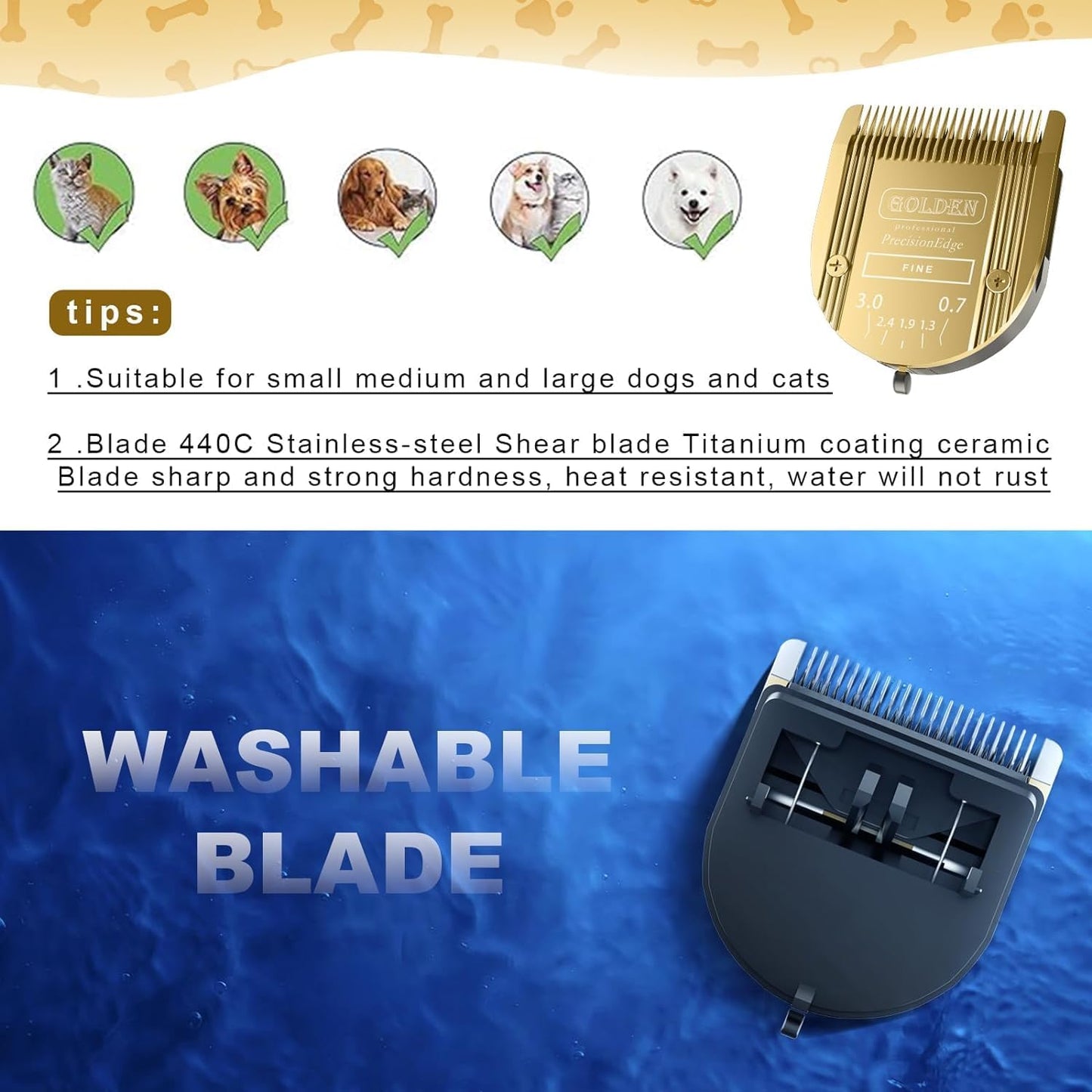 Adjustable 5 in 1 Blades Dog Grooming Blades Compatible with Wahl Animal Clipper Arco, Bravura, Chromado, Creativa, Figura, and Motion Pet, Dog, and Horse