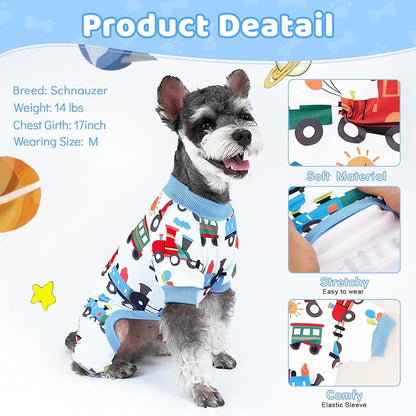 XPUDAC 4 Pieces Dog Pajamas Soft Puppy Pjs Stretchable Boy Doggie Clothes for Small Medium Dogs Cat Pet Outfits, 154-2XL