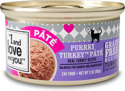 I and love and you Wet Cat Food - Purrky Turkey Pâté - Turkey Recipe, Grain Free, Filler Free, 3oz Pack of 24 Cans