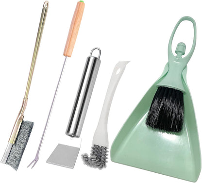 5Pcs Bird Cage Cleaner Kit, Stainless Steel Bird Poop Remover Brush & Scraper & Fork, Birdcage Cleaning Tools, Parakeet Bird Cage Accessories for Small Animal Cage Clean