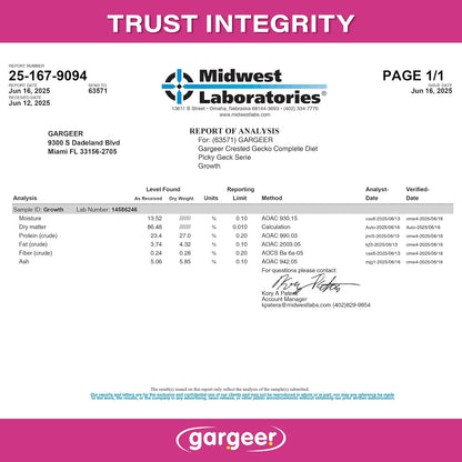 'Picky Geck' Growth - Premium Crested Gecko Food | High-Protein Fruit Formula for Bone & Muscle Support | No Fillers - Only Premium Ingredients | 2oz | Made in USA. Enjoy !