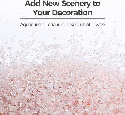 T4U Tumbled Chips Stones Crushed Crystal Quartz 2 LB, Irregular Shaped Gravel Pebble Healing Stone, DIY Smoothed Rock for Potted Plant,Resin Art,Vase Fillers Aquarium Gravel Rocks (Light Rose)