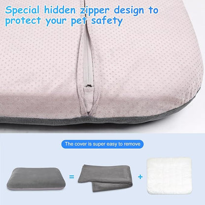 Magic Dog Super Soft Large Dog Bed, 39 Inches Orthopedic Foam Pet Beds with Anti Slip Bottom, Dog Sleeping Mattress with Removable and Washable Cover, Grey