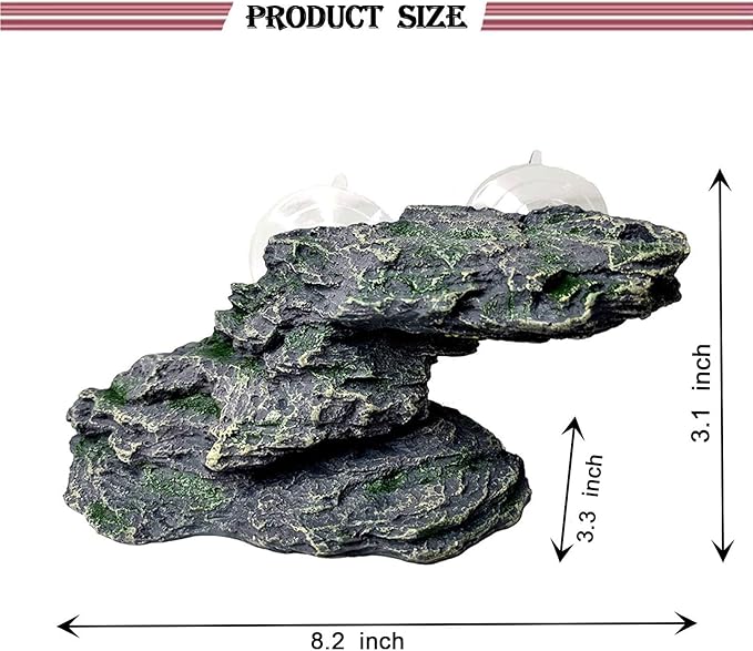PINVNBY Basking Platform for Turtles Tortoise Dock Resin Resting Rock Reptile Habitat Climbing Ornament Floating Ledge Aquarium Decoration with 2 Pcs Suction Cups for Frogs, Newts,Lizard(3 Pcs)