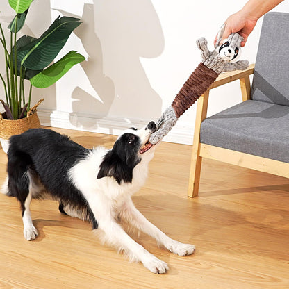 Tug of War Dog Toy, Durable Large Breed Dog Toy, Though Stuffed Dog Squeaky Toy with Crinkle Paper for Small, Middle and Big Dogs(Raccoon)