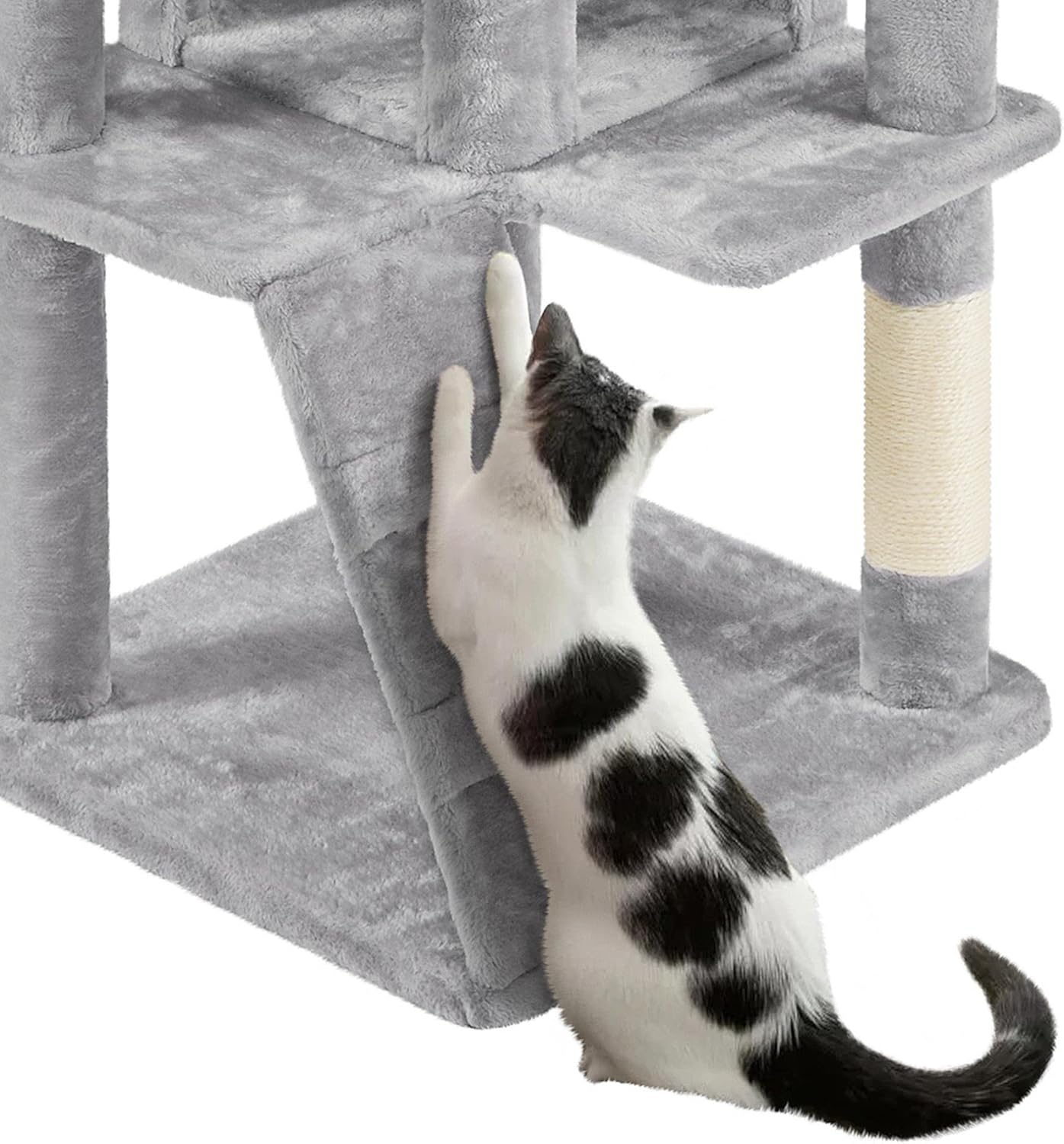 Yaheetech 70in Multi-Level Cat Tree Tall Cat Tower Cat Furniture with Condo, Scratching Posts & Dangling Ball for Indoor Cats Activity Center, Light Gray