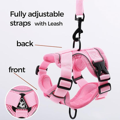 Cat Harness and Leash Set Escape Proof Tactical Extra Large Kitten Harness Emotional Support Cat Vest, Pink, XL