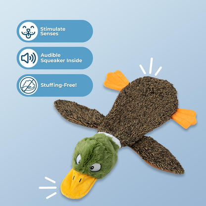 Best Pet Supplies Squeaky Dog Toys with Soft Durable Fabric for Small, Medium and Large Pets Interactive Toy for Indoor Play, Supports Active Biting and Play - 1Wild Duck, Alligator, Large