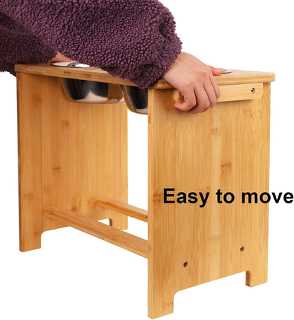 HTB Elevated Dog Bowls,Raised Dog Bowl Stand with 2 Stainless Steel Bowls,Elevated Raised DogBowls for Large Medium Small Sized Dogs