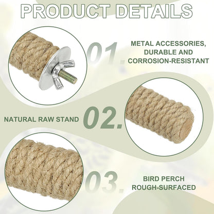 Parrot Perch, Wooden Parrot Perch Stand Toy, Paw Grinding Stick, Bird Cage Accessories, 2 Sizes (Wood Color, 3 Pack) Birds Toys Intended for Cage/Parakeets/Conure/Budgie