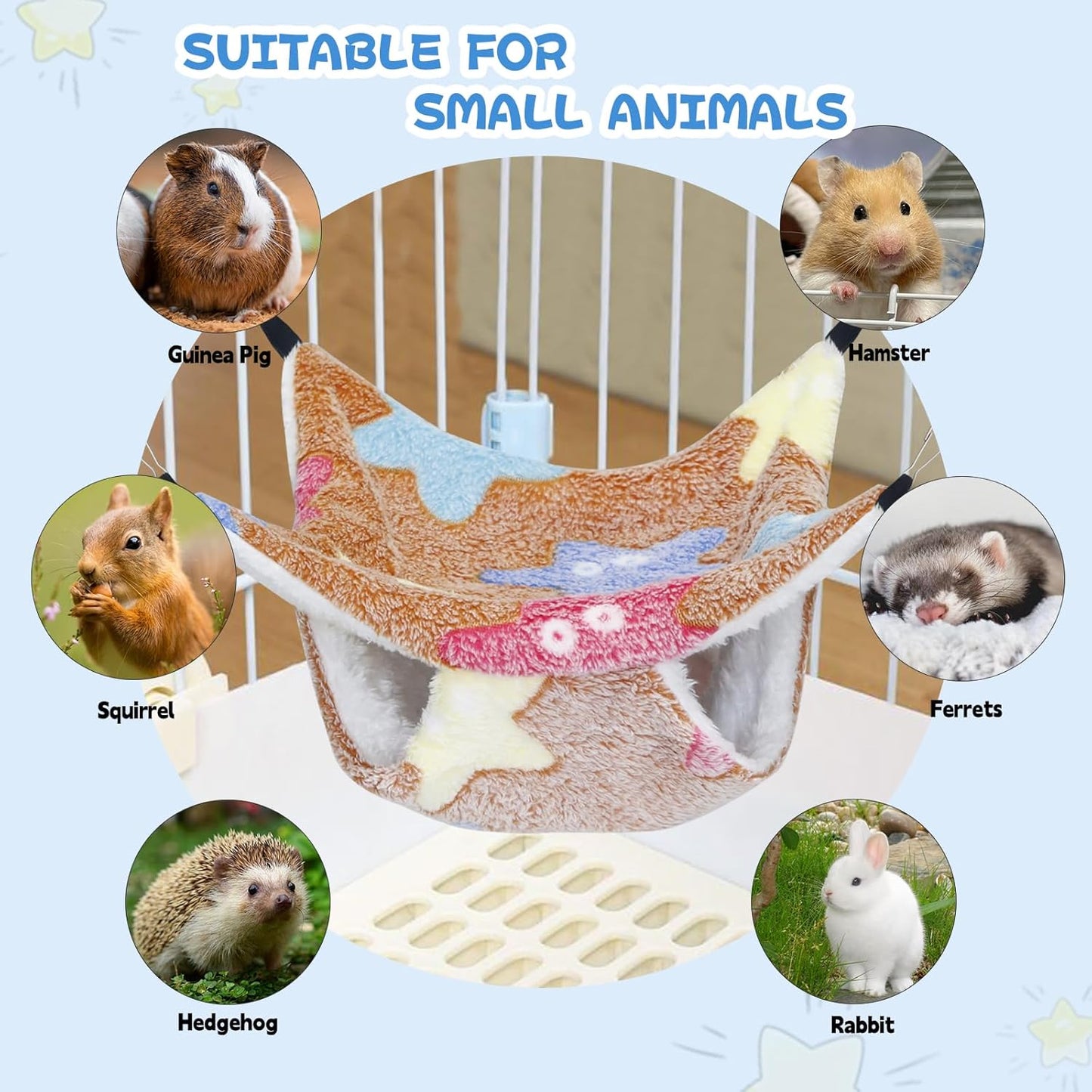 3 Pcs Guinea Pig Hammock, Rat Ferret Hanging Hammock Guinea Pig Accessories for Small Animals Chinchilla Parrot Sugar Glider Ferret Hamster Squirrel (11"×11")