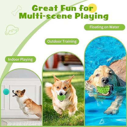 HIPPIH Indestructible Squeaky Dog Toys, Interactive Dog Balls 2 Pack, Dog Chew Toys for Aggressive Chewers, Natural Rubber Puppy Toys for Large/Medium Dogs, Tough Puppy Teething Toys, Relieve Anxiety