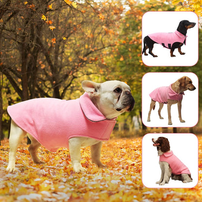 Fleece Dog Coat Winter Pet Jacket Reflective for Cold Weather for Large Medium Small Dogs(Pink,2XL)