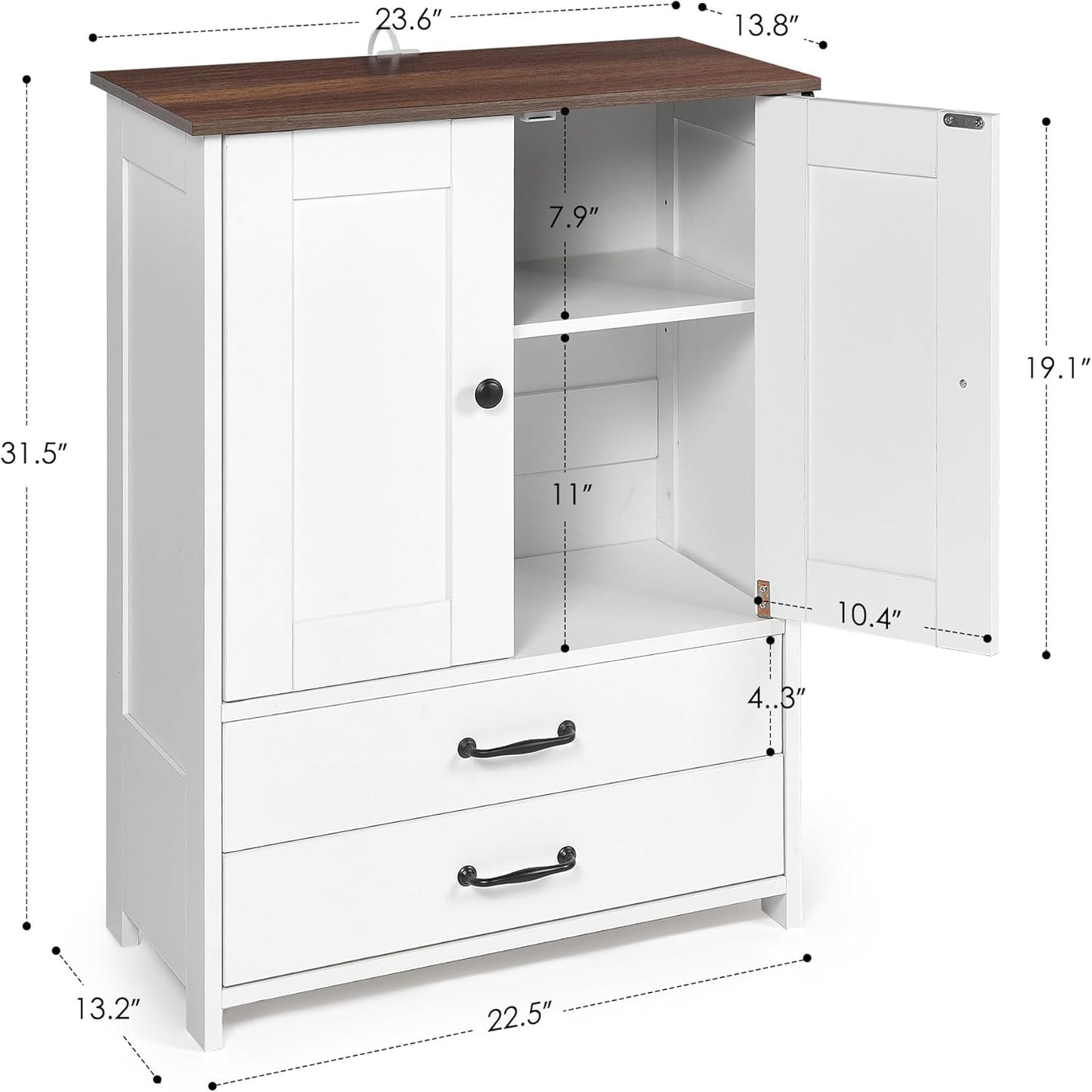 ZMAD Dog Feeding Station with Storage Cabinet and Double Door Locker with 2 Adjustable Dog Bowls, Hidden Pet Feeder Station Wood, Cat Food Storage Cabinet