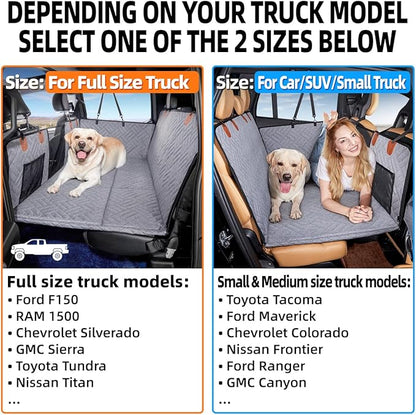YJGF Dog Back Seat Extender for Truck,Truck Seat Cover Back Seat,Dog Hammock for Truck,Pet Seat Covers for Dogs,Hard Bottom Seat Extender for Dogs,Dog Seat Cover for F150/RAM1500/Silverado (Gray)