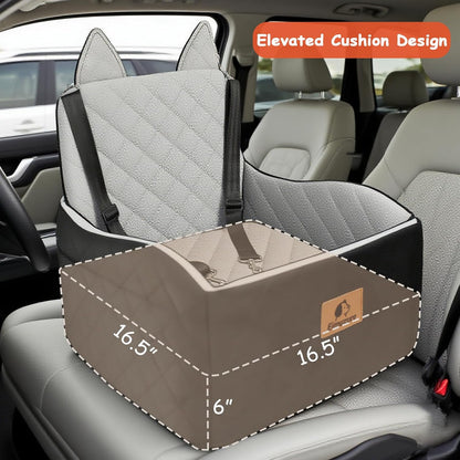 Dog Car Seat up to 35lbs – 6'' Elevated Dog Booster Seat & Travel Bed, Machine Washable, No Installation, 2 Safety Leashes, Storage Pockets, Fits Front & Back Seats