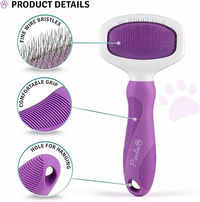 Poodle Pet Slicker Brush - For Dogs, Cats, Rabbits - Matted/Loose Fur, Knots - Suitable for Doodle/Goldendoodle Grooming and Shredding Short/Long Hair