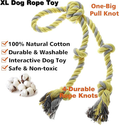 Rope Toy for Dogs，Large Dog Rope Toys for Aggressive Chewers, Heavy Duty Dog Toys for Large Medium Breed, Indestructible Tough Chew Toys Tug of War Dog Toy Cotton Rope for Teeth Cleaning